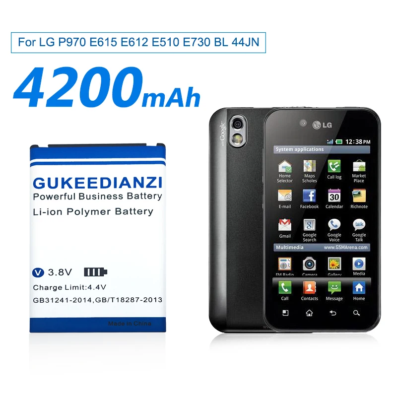 GUKEEDIANZI мобильный аккумуляторная 4200 мА/ч BL-44JN батарея для LG Optimus Черный P970 E730 P690 P693