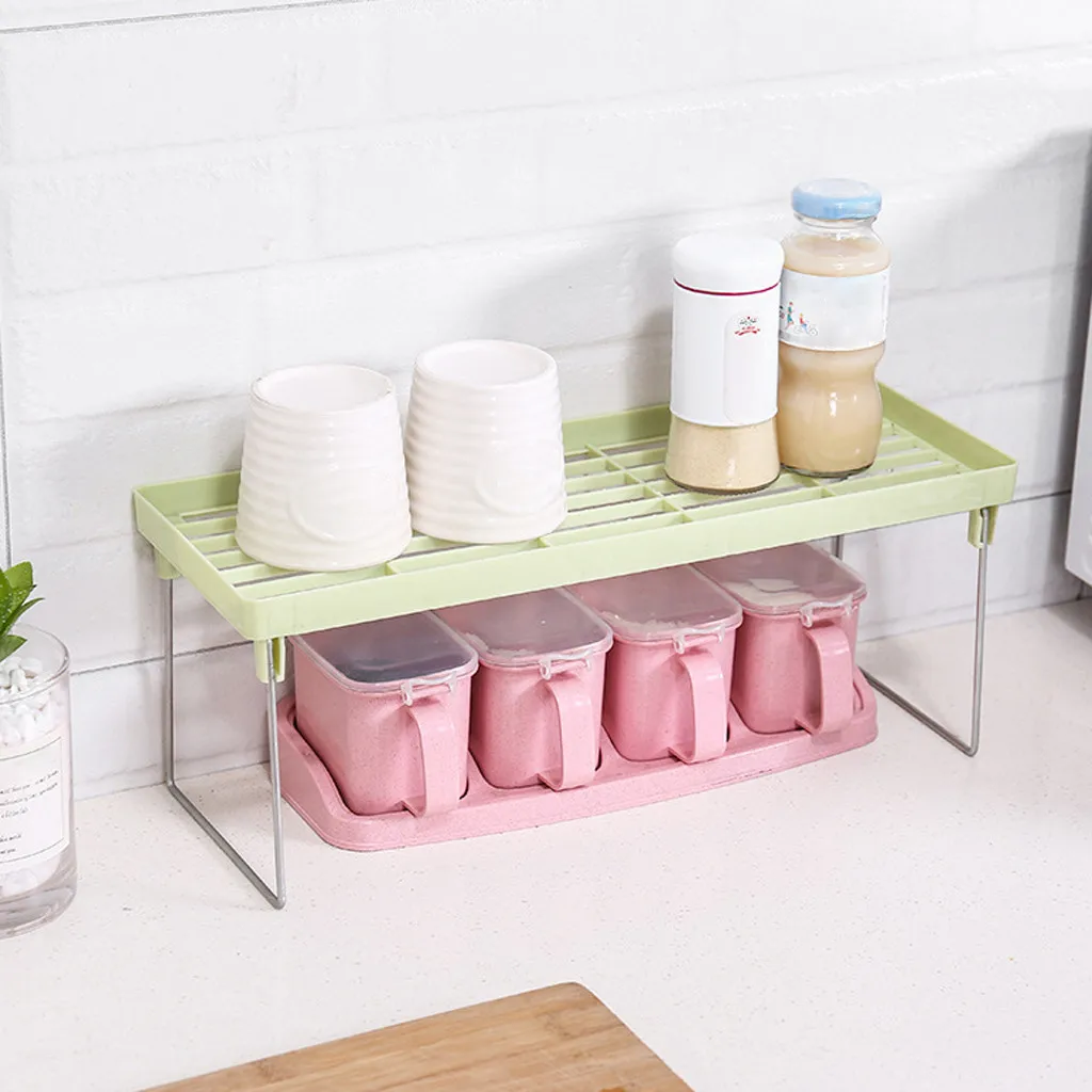 

1pc Kitchen shelf white green blue Standing Rack home Kitchen Bathroom Countertop Storage Organizer Shelf Holder Rack save space