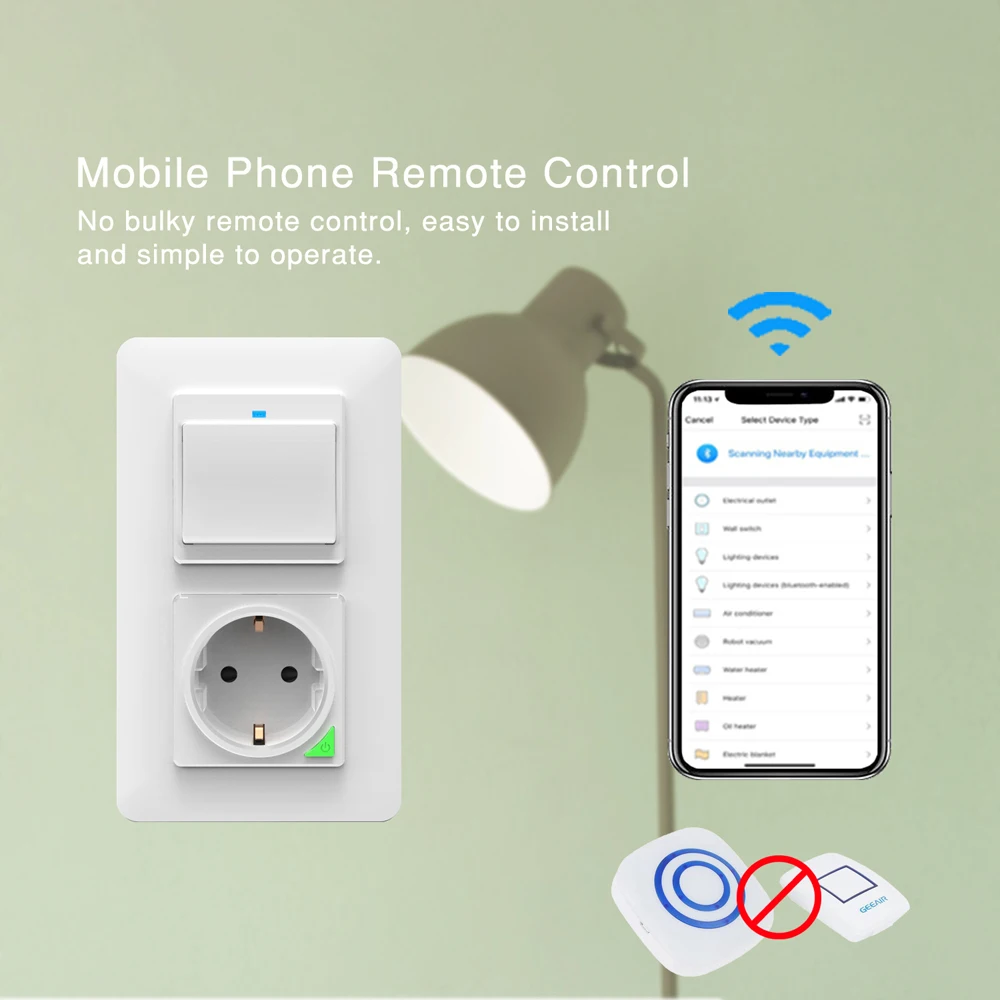 Wall Power Socket Smart EU Wi-Fi Wall-Mounted Power Panel Remote Controll With Button Work with Amazon Alexa Google Assistant