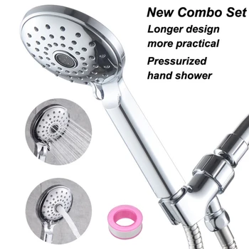 

Wall Arm Mount Restroom Home Hotel Washing High Pressure With Stainless Steel Hose Handheld Showerhead Kit Bathroom Accessories