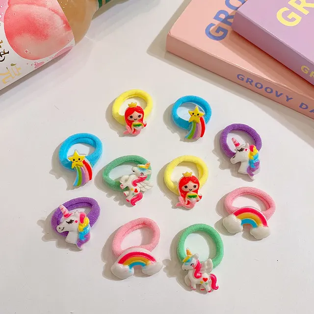 100Psc/Set Lovely Colorful Hair Bands For Girls Nylon Hair Ties Kids Candy Color Elastic Rubber Band Scrunchie Hair Accessories 10pcs-23