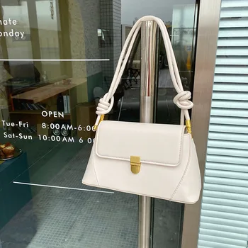 

Vintage women Shoulder bag brand design Elegant Solid Color Female Handbags Fashion ladies messenger Bag white totes bolsa
