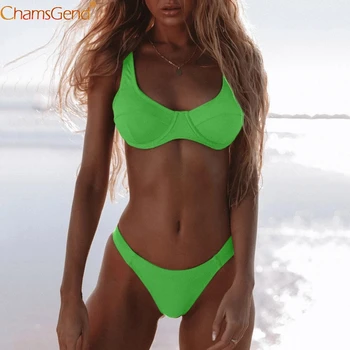 

Sexy Triangle Bikinis Set Push Up Padded Bathing Swimwear Summer green Swimsuit Monokini Bathing Swimwear traje de bano mujer 20