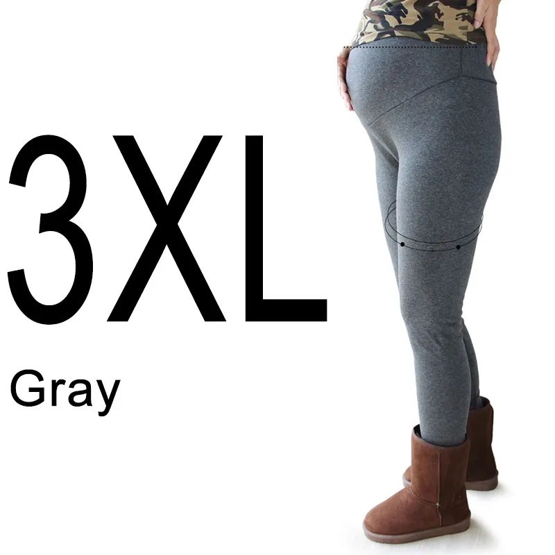 Gray 3XL Горячая Распродажа, универсальные зимние Леггинсы для беременных, хорошее качество, хлопковые плотные бархатные теплые Леггинсы для беременных женщин - Цвет: Gray 3XL