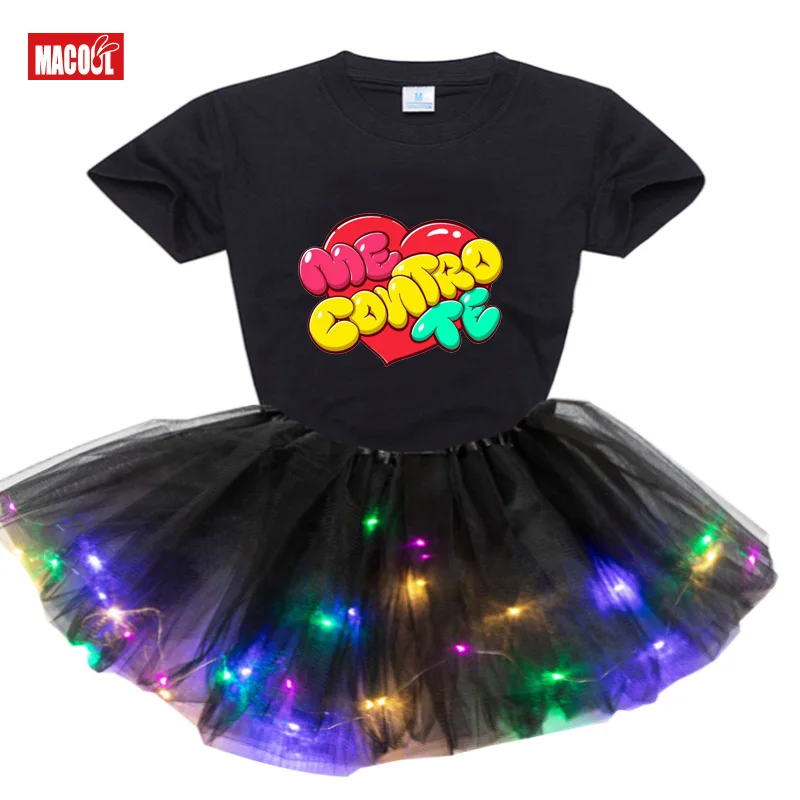 

little girls clothing sets Me Contro Te Girl Set Princess Light LED Tutu Dress+t Shirt 2020 Summer Birthday Gift Costume Clothes