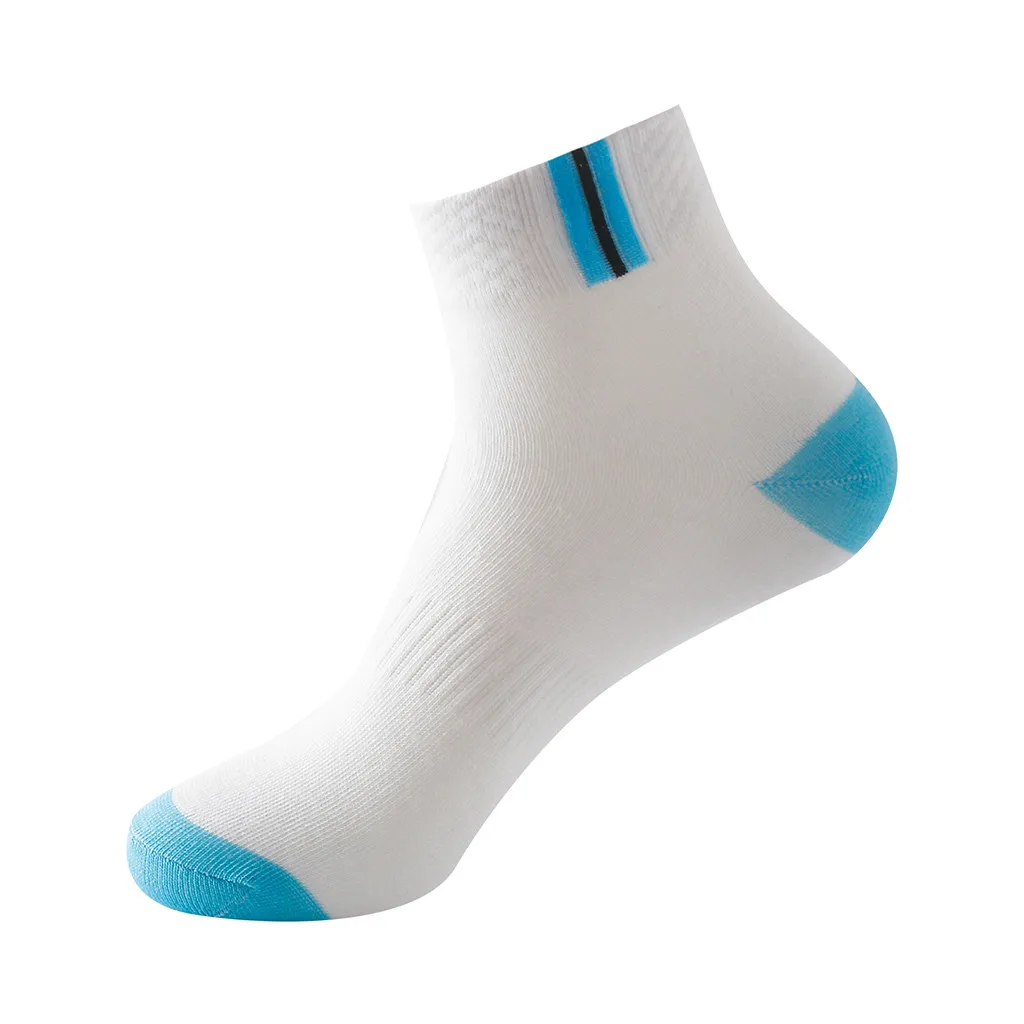 Носки мужские зимние 1 пара унисекс смешанные цвета удобные чулки Нескользящие полосы короткие смешные носки Харадзюку носы с надписями - Цвет: Синий