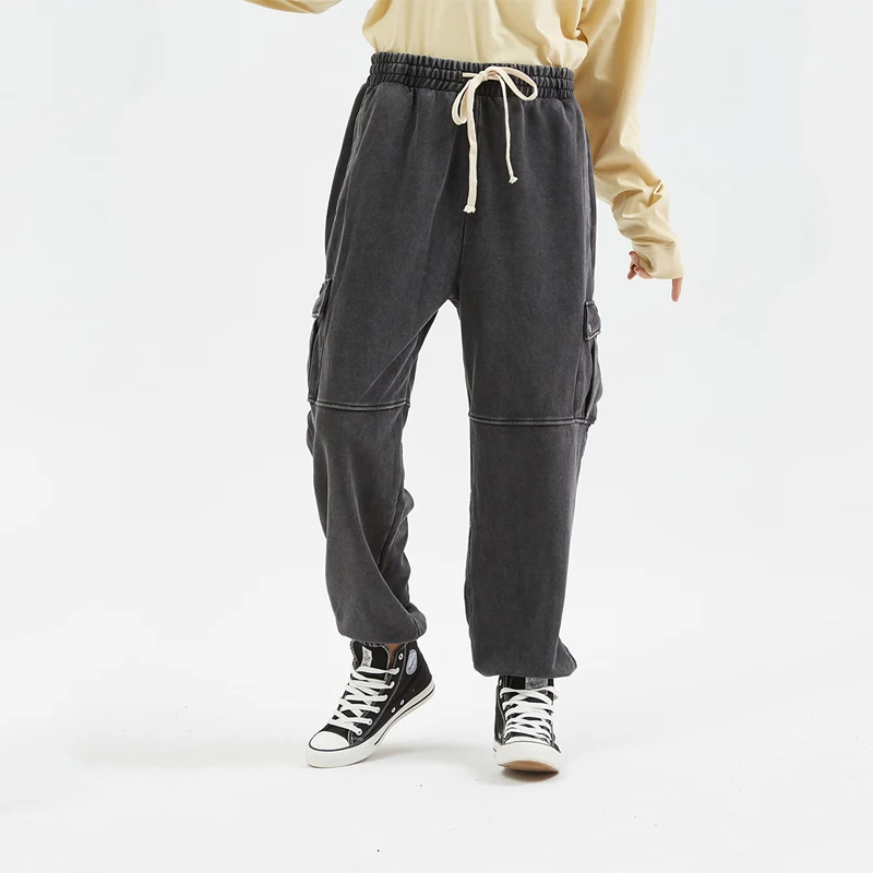 Street trend sports casual pants washed old retro big pocket guard pants loose male couple beam feet long pants