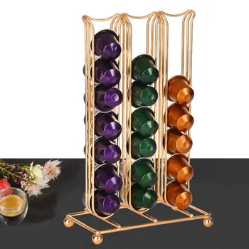 

Large Capacity Office Desktop Storage Coffee Capsule Dispenser Rack Holder 42 Capsules Metal Sprayed Coffee Drinking Organizer