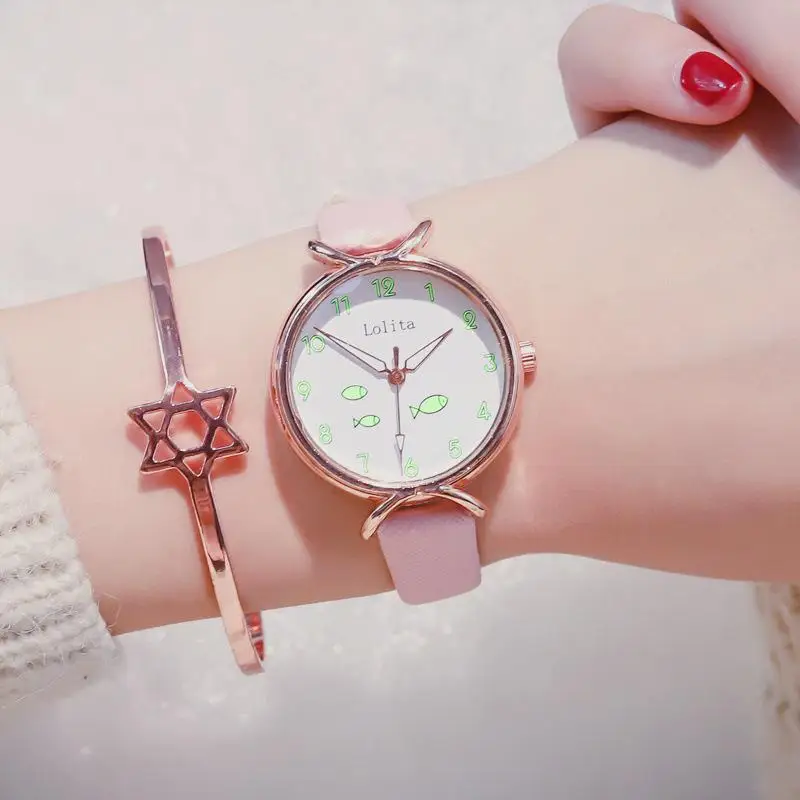

Luminous Dial Design Women Watches Luxury Fashion Dress Quartz Watch Creative Popular Brand White Ladies Leather Wristwatch