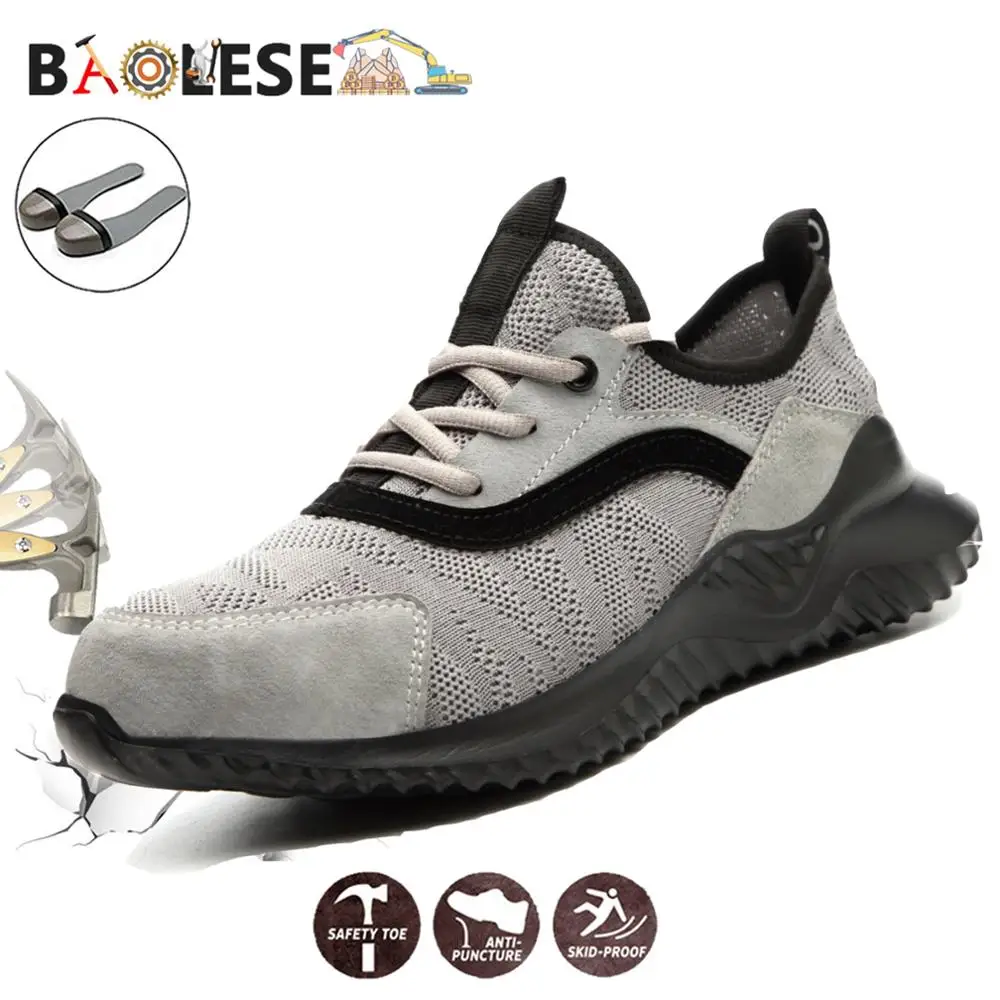 

BAOLESEM Safety Shoes Man Work Safety Sneaker Steel Cap Toe Protective Shoes Breathable Male Work Shoes Lightweight Work Boots