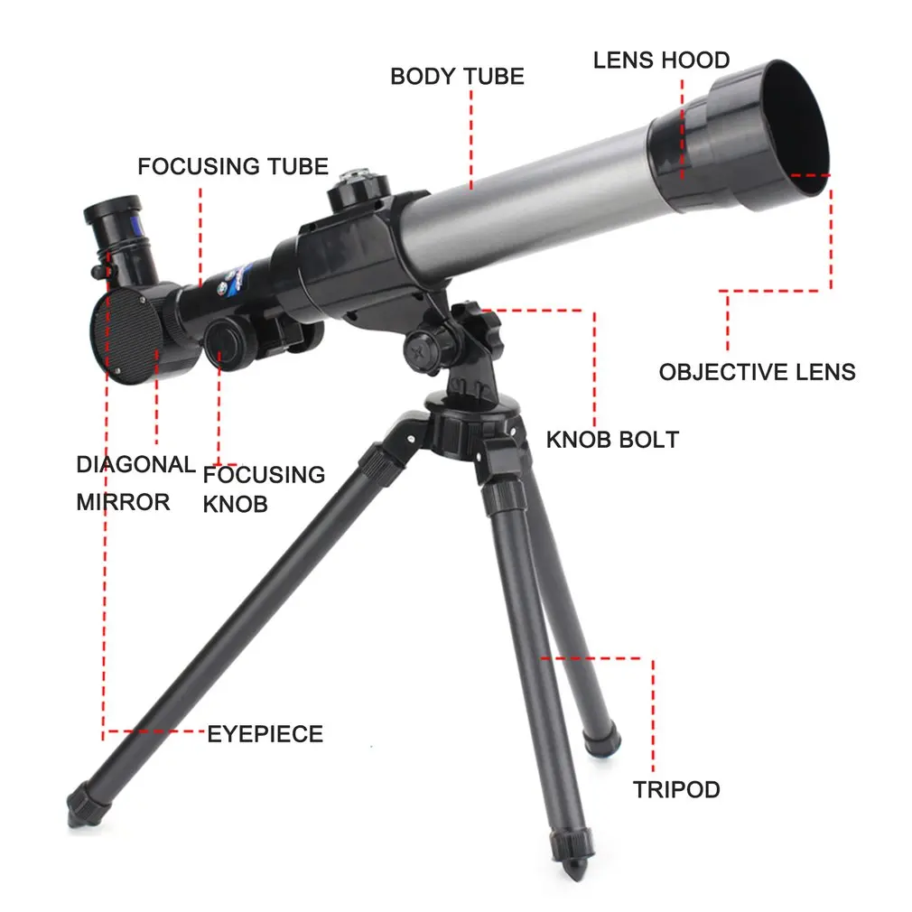 Refractive Astronomical Telescope with Tripod Adjustable Lever 40X Zoom Refractor Monocular Scope E