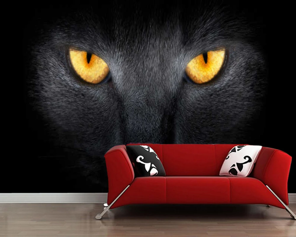 カスタム3d壁紙 黒猫目壁画ソファテレビの壁の寝室の壁紙 Wallpapers Aliexpress