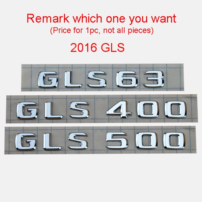 Хромированные буквы, цифры, Эмблема для Mercedes Benz A C S CLA CLE CLS GLA GLC GLE GLS, значок, автомобильный Стайлинг, переоборудование багажника, логотип, наклейка - Цвет: 2016 GLS