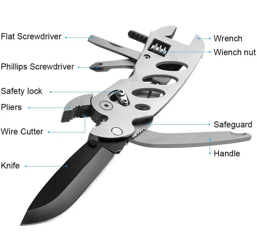 Многофункциональный 7в1 портативный многофункциональный плоскогубцы Регулируемый ключ с ножом/плоскогубцы/кусачки/гаечный ключ/отвертка Набор Открытый
