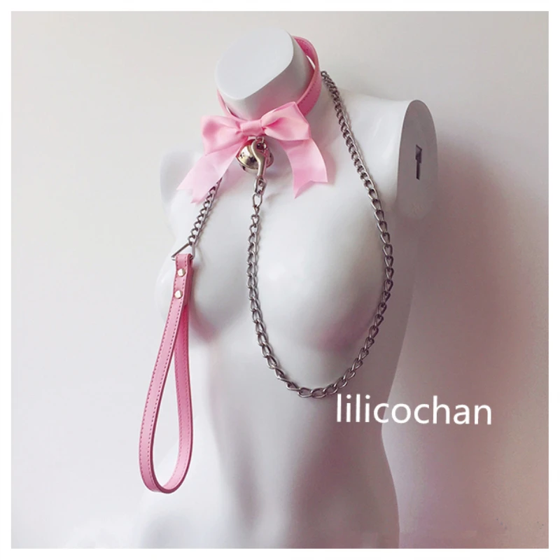 Высококачественный милый кожаный ошейник с бантом и колокольчиком Сейлор Мун