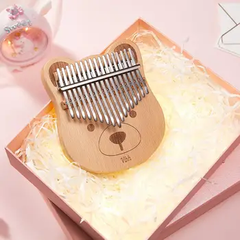 

17-Key Beech Kalimba Thumb Piano Cartoon Bear Shape With A Carry Bag for Beginners