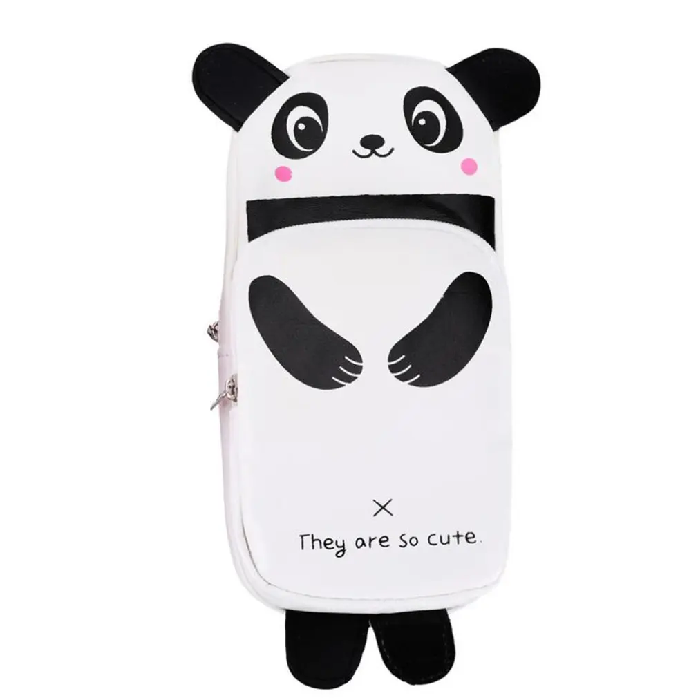 1PC Korean Cartoon Animals PU Leather Cat Rabbit Panda Pencil Case Waterproof Pencils Bag Stationery Student Supplies