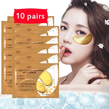 

20pcs=10packs Gold Crystal Collagen Eye Mask Serum Eye Patches For Eyes Ageless Moisturize Dark Circles Anti-Wrinkle Anti Aging
