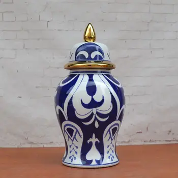 

christmas wedding decoratio Ceramic Decoration Blue White and Gold General Cans European Mixed Wind Porcelain Soft Decoration