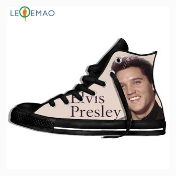 

2019 New Style Men's Elvis Presley Shoes Unique Print Design Men's Canvas Shoes Sneakers For Male High Top Tennis Custom Shoes