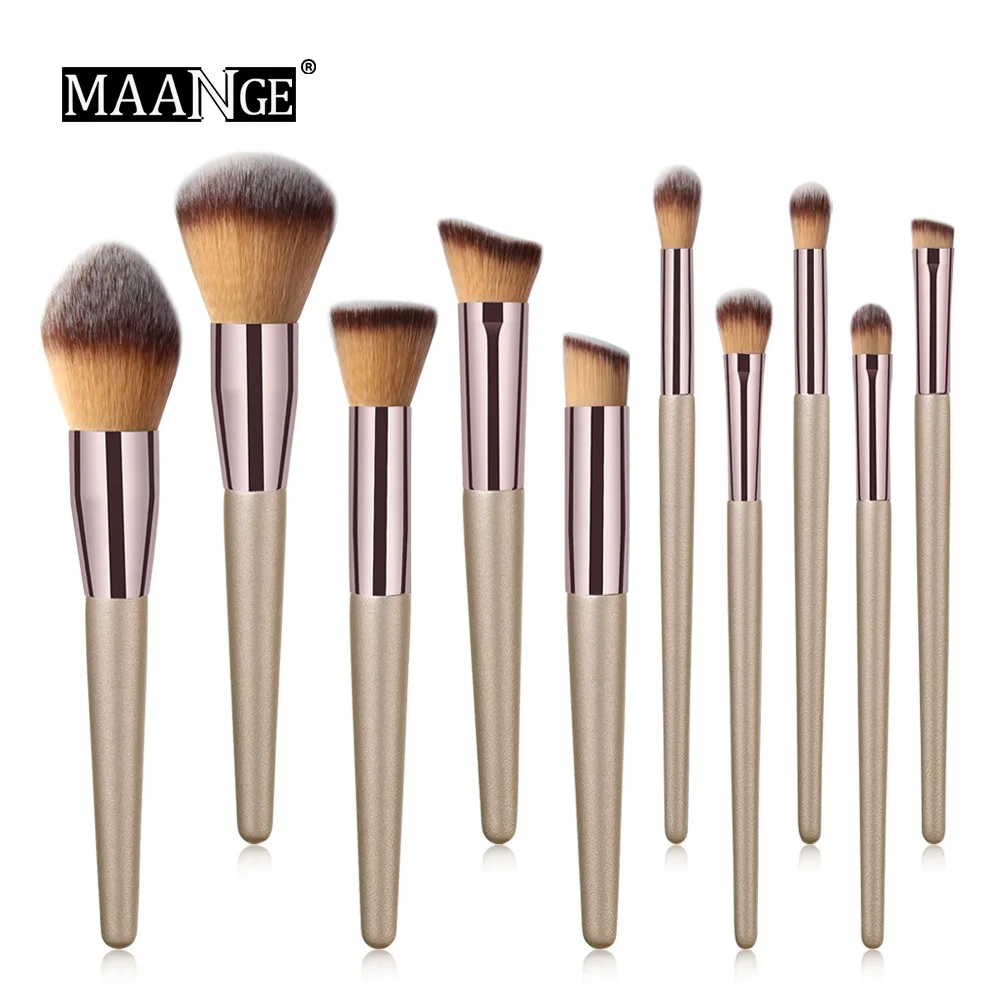 

10pcs Champagne gold Makeup Brush Foundation Cosmetic Eyebrow Eyeshadow Brush Makeup Brush Sets Tools pincel maquiage