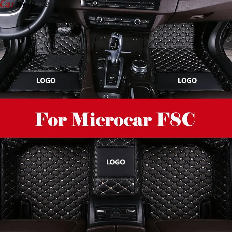 

Custom 3d Leather car floor mats car styling accessories leather Car Floor Mats Waterproof Mat+LOGO For Microcar F8C