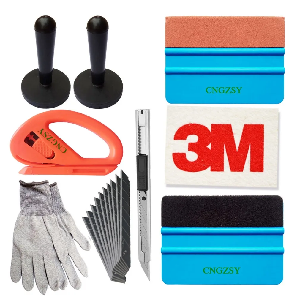 

Suede Wool Squeegee Magnetic Holders Art Knife Cutter Gloves Car Vehicle Window Wrap Film Application Installation Tools Kit K39