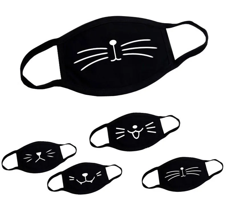 

Mouth Face Mask Kawaii Cartoon 1PCS Black Cotton Anti-dust Air polution High Quality Cartoon Expression Lady Men Marvel Mask