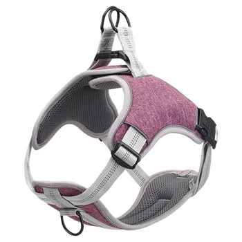 

Adjustable Pet Harness Breathable Dog Chest Straps Vest Type Pet Chest Back Reflective No-Pull Dog Harness (Purple Size S)
