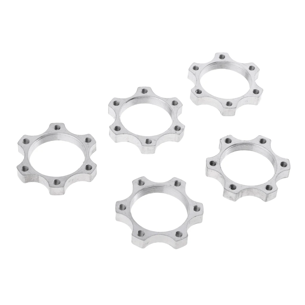 5Pcs Heavy Duty 44mm Bicycle Free Wheel Threaded Hubs Nut 6 Bolt Disk Disc Brake Flange Adapter