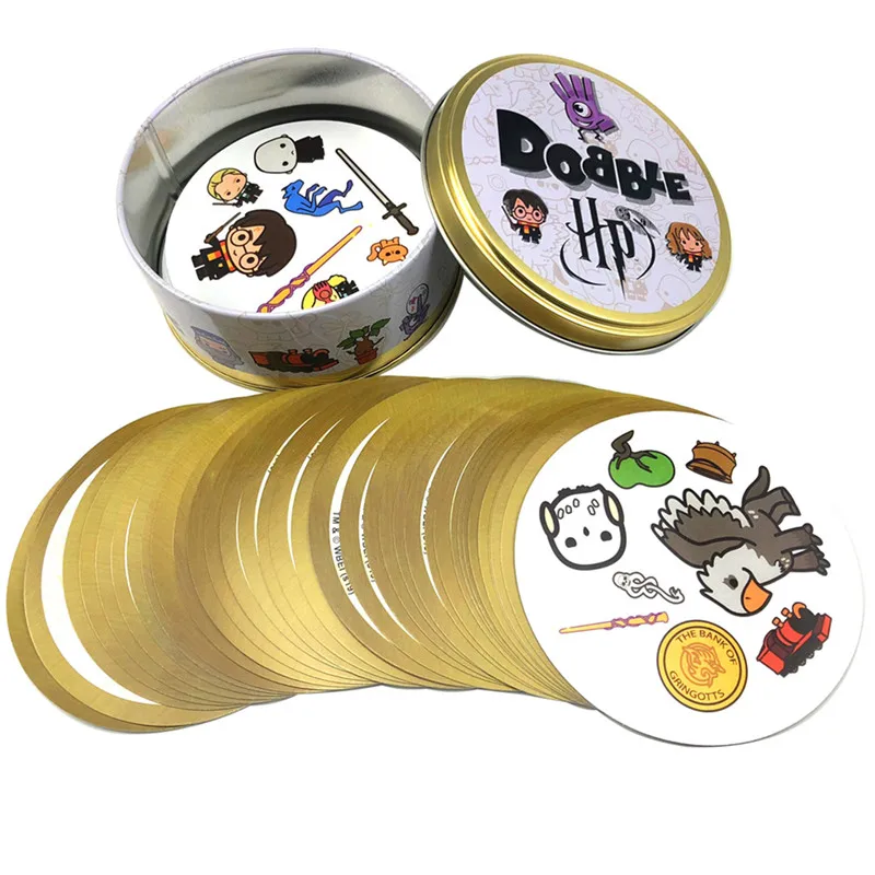 Caja de hierro de 20 estilos para jugar al punto de Harry Potter, caja de juguete con 55 tarjetas, animales deportivos divertidos para la familia, juegos de mesa Jr Hip para niños, ideal para vacaciones y acampada