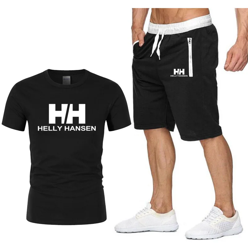 

2019 Summer Hot Sale Men's Sets T Shirts+shorts Two Pieces Sets Casual Tracksuit new Male Casual Tshirt Fitness trousers men Set
