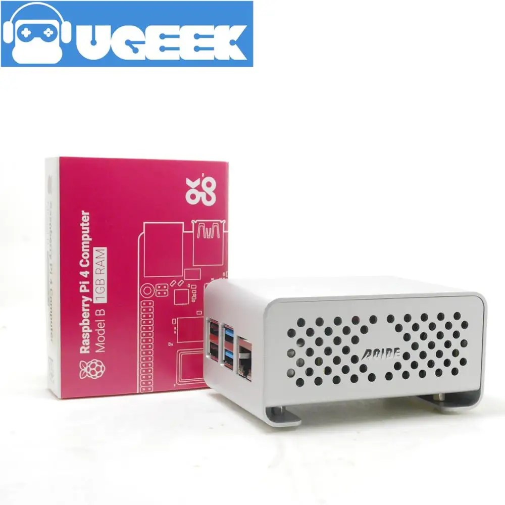  Aoide UGEEK DAC II Hifi Sound Card+Raspberry Pi 4 Model B (1GB RAM)+Aluminium Case KitES9018K2M384 