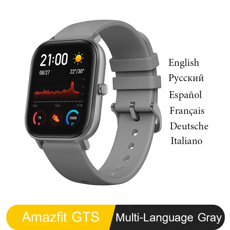 Новые умные часы Amazfit GTS, глобальная версия, Huami, пульсометр с gps, 5ATM, водонепроницаемые, умные часы, Поддержка Android IOS - Цвет: Dolphin Grey