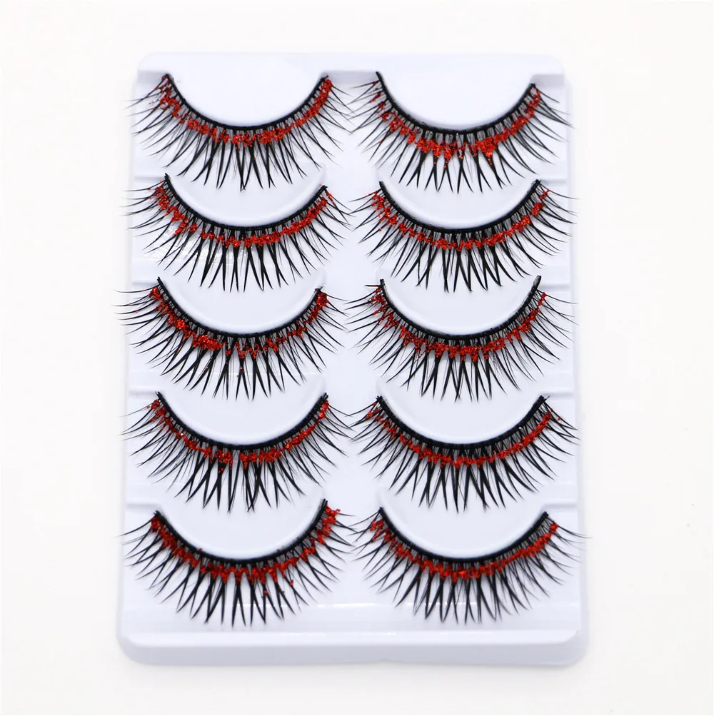 New Fashion Natural Cross False Eyelashes Glitter Powder Fiber Hard Stem Fake eyelashes Stage Performance Essential Tools