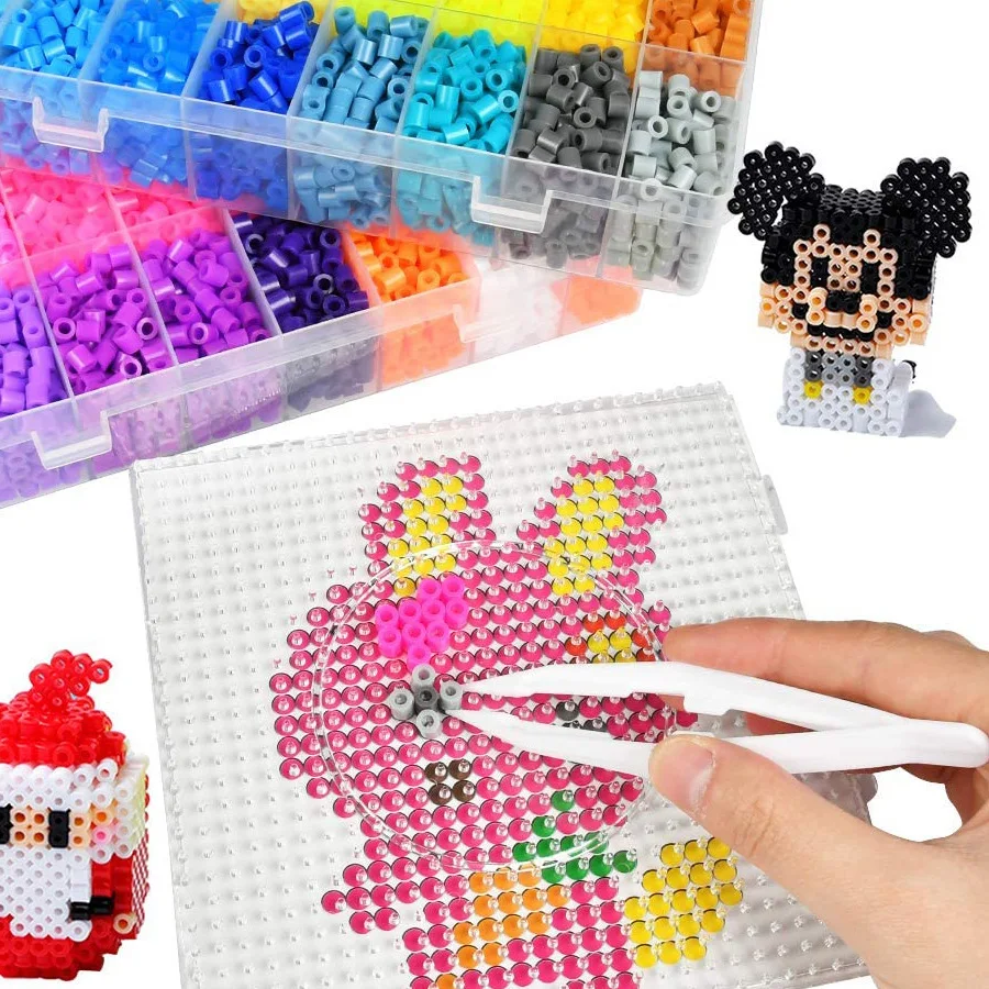 48 Colors Box Set Hama Beads 5mm DIY Toys Ironing Beads 5mm Educational Kids Diy Toys Fuse Beads Pegboard Sheets Free shipping 5