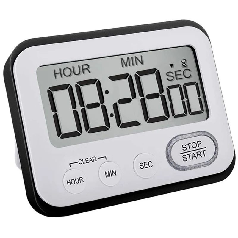 Teachers Classroom Counter Large LCD Loud Magnetic Clip Simple Clock Mini Small Stopwatch Big Beeper Minute Hour Seconds Cooking Giant Alarm Count Up Kissarex Digital Kitchen Countdown Timer 