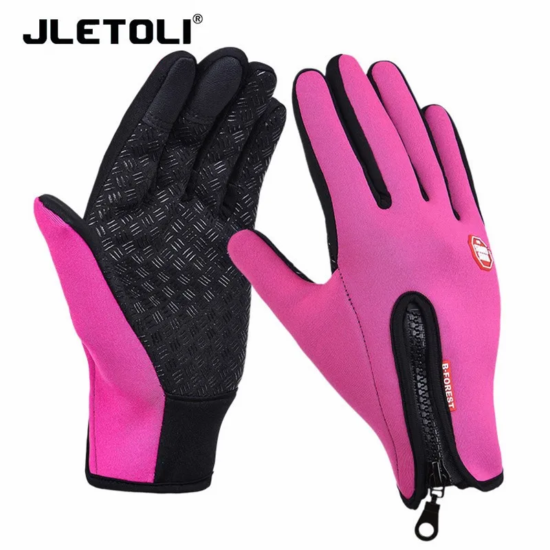 Rose Red JLETOLI тепловые зимние велосипедные перчатки, гоночные перчатки Mototcycle, перчатки s m tb, перчатки на весь палец, велосипедные Гелевые перчатки s m en, женские s m l xl - Цвет: Rose Red