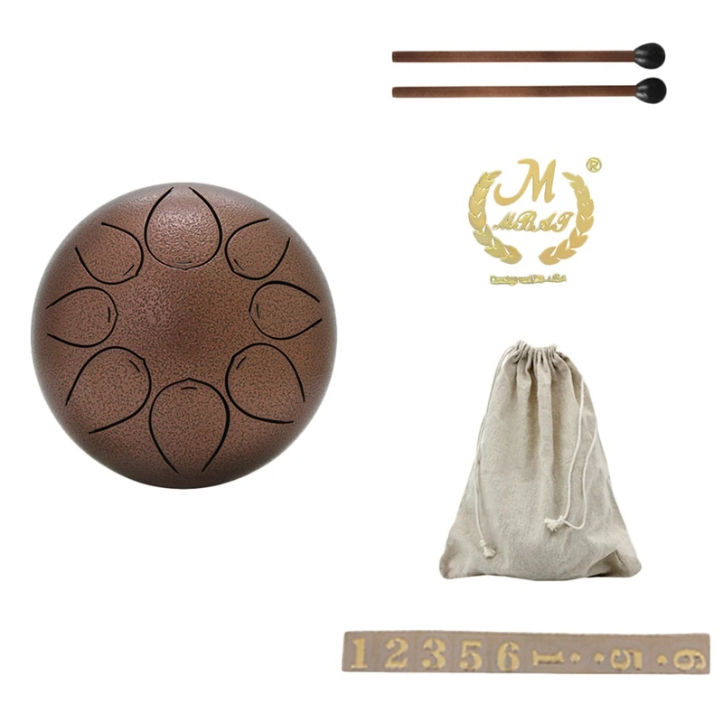 

Mmbat 5 Inch Steel Tongue Drum Mini 8 Tone G Tune Hand Pan Drum Tank Hang Drum With Drumsticks Carrying Bag Percussion Instrum