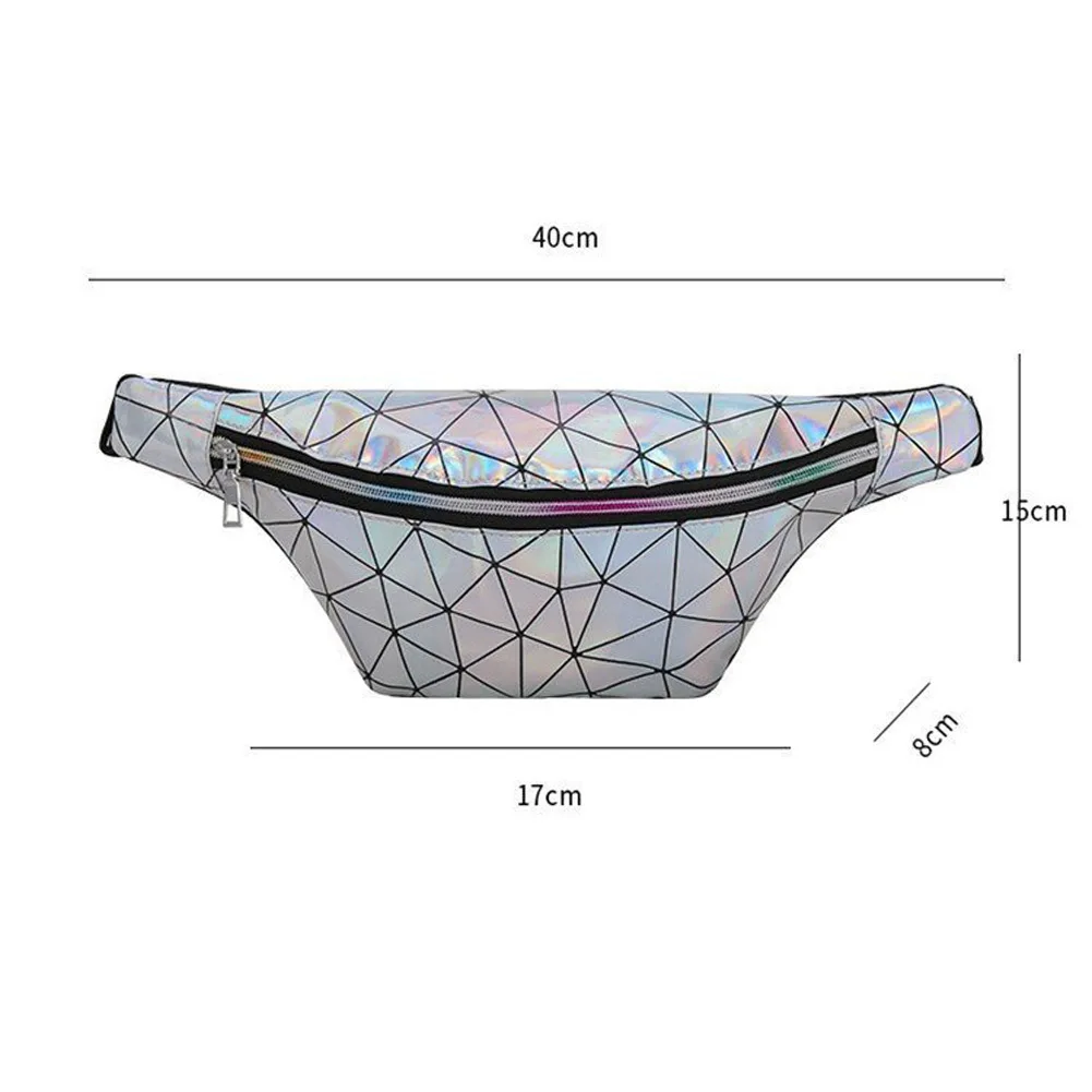 Women Men Unisex Waist Pack Zipper Bright Plaid Adjustable Belt Fashion Cool Travel Sports Chest Bag Casual Bag