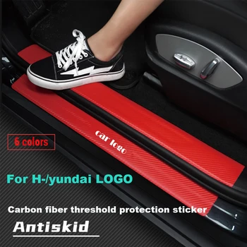 

Car Styling Emblem 4PCS 3D Carbon Fiber Door Sill Protector Stickers For Solaris ix35 i20 i30 i40 HYUNDAI Tucson Accessories