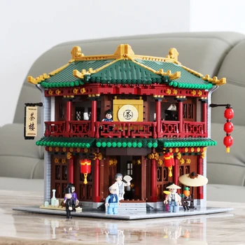 

XingBao 01021 chinese Ancient city streetview The Toon Tea store shop House Architecture Chinatown Building Blocks Bricks Toy