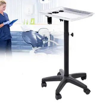 

Aluminium Hair Salon Instrument Tray Adjustable Height Trolley Beauty Tools Silver