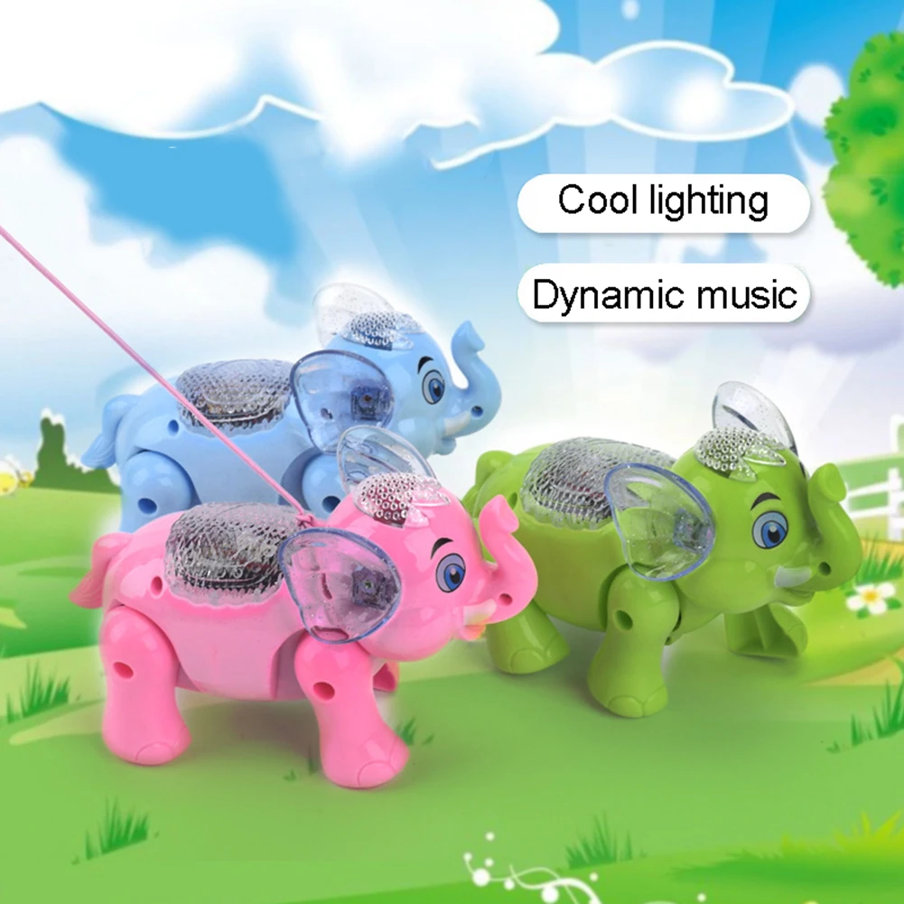 Детская светящаяся игрушка забавная музыкальная с подсветкой ходячий слон животное с поводком детская игрушка Рождественский подарок интерактивная игрушка с музыкальным светильник