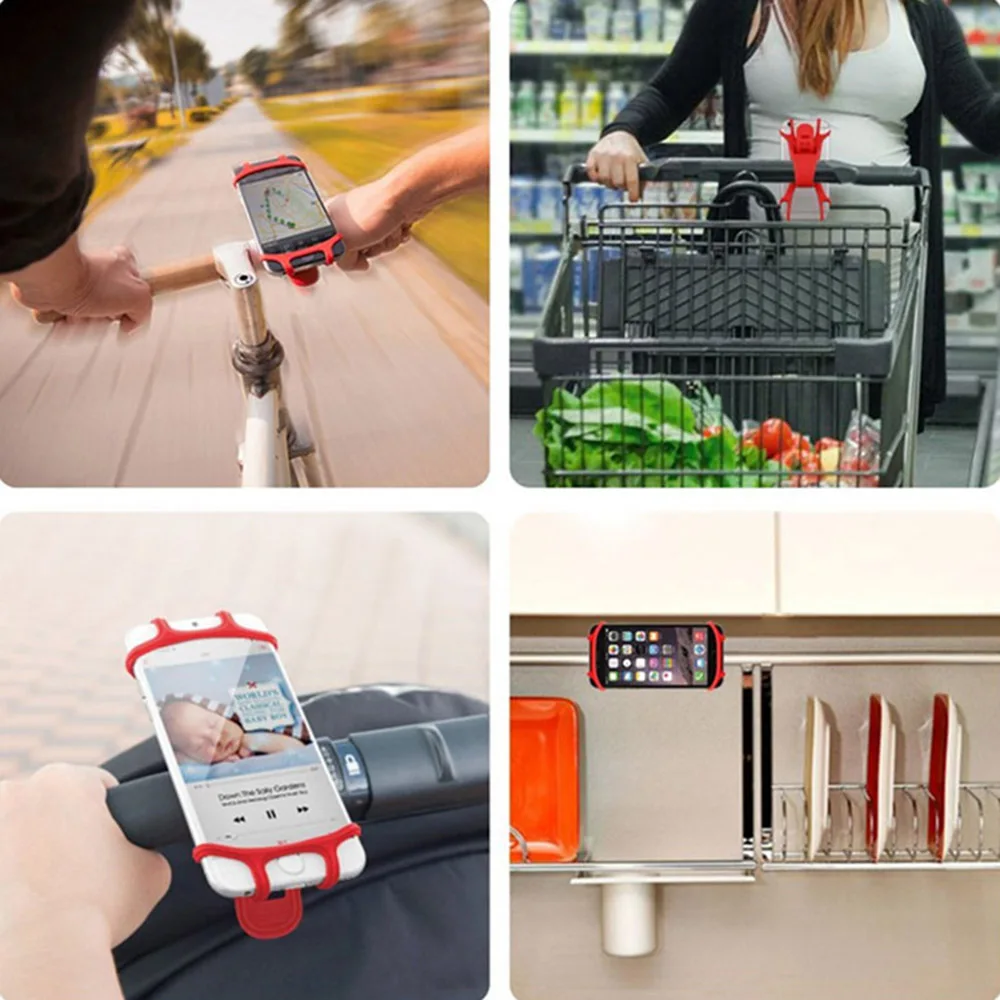 Bike Silicone Cell Phone Holder Universal Bike Handlebar Mount Band Mobile Support GPS Clip For Xiaomi Huawei iphone BC0003 (12)