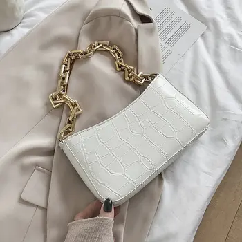 

Stone Pattern PU Leather Armpit Bag For Women 2020 Solid Color Metal Chain Shoulder Handbags Female Travel Fashion Hand Bag