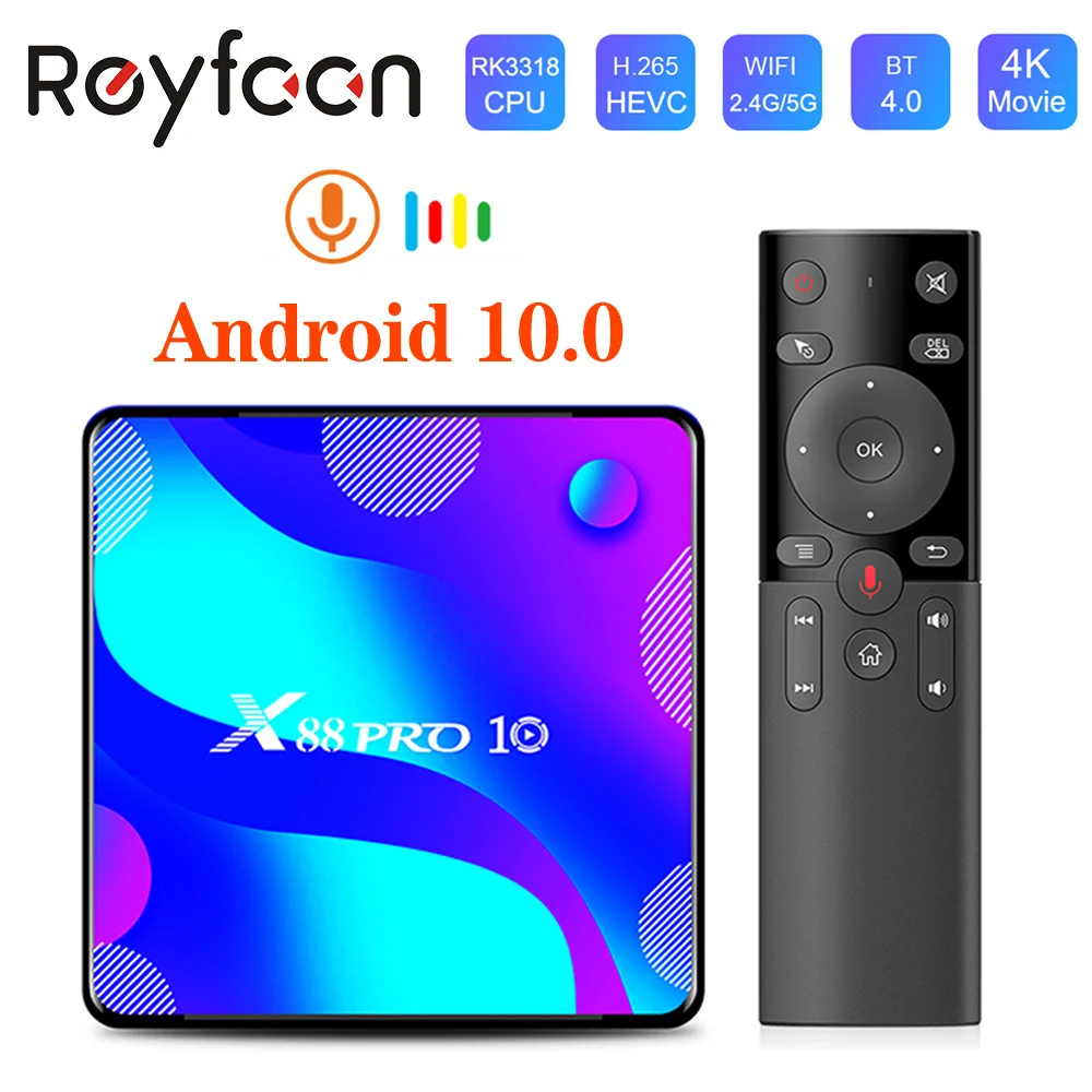 X88 PRO 10 TV Box Android 10 4G 64GB 32GB Rockchip RK3318 1080p 4K 5G Wifi Support Google Play Store Youtube Set Top Box Media