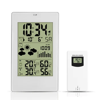

Weather forecast perpetual calendar electronic clock indoor and outdoor temperature and humidity alarm clock snooze radio wave