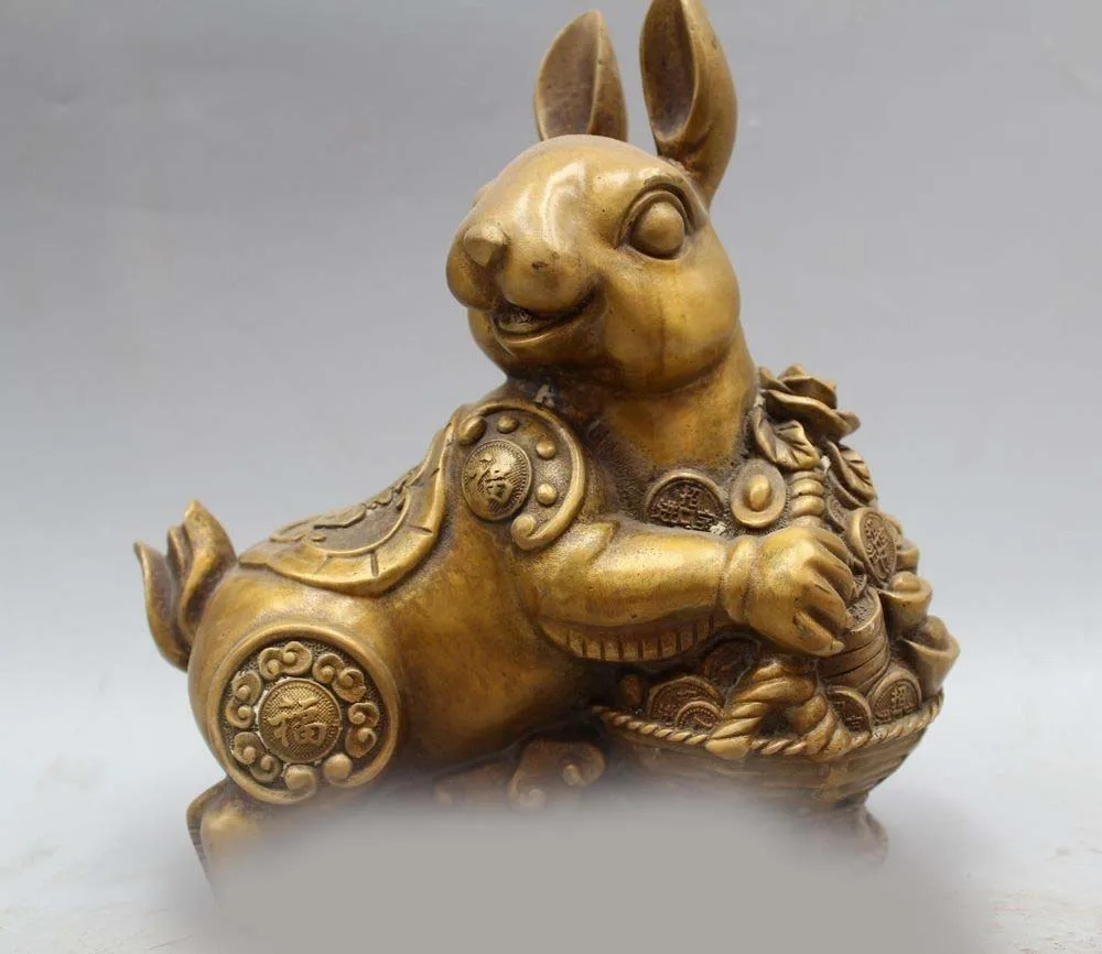 9 &quotКитайский медный животный фу богатство зодиакальный год фэн-шуй Кролик