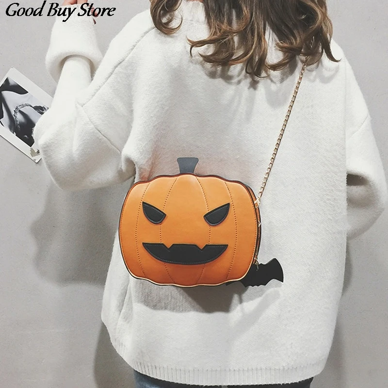 Funny Lovely Pumpkin Handbag Halloween Candy Bag Girls Shoulder Messenger Bag Ladies Messenger Shoulder Casual Purse Handbag